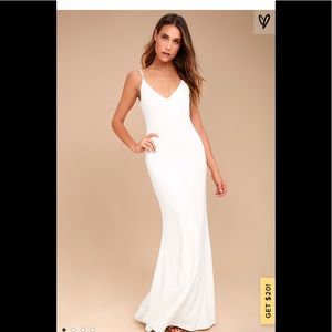 Lulu’s infinity glory white maxi dress
